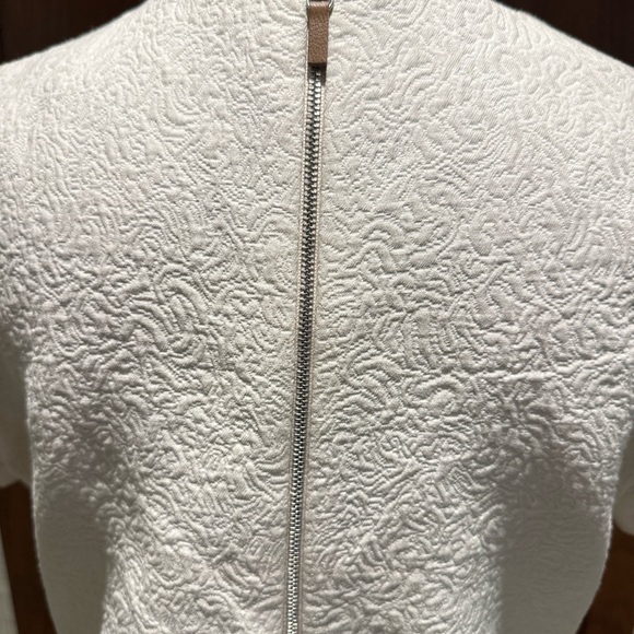 Cream Sheath Midi Dress with Crew Neck for Work